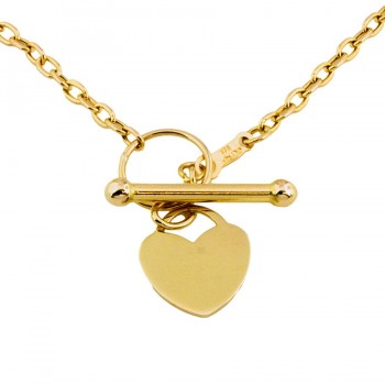 9ct gold 3g 18 inch belcher Chain with T bar and heart